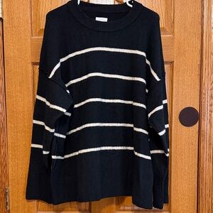Black and Cream Striped Women's Sweater